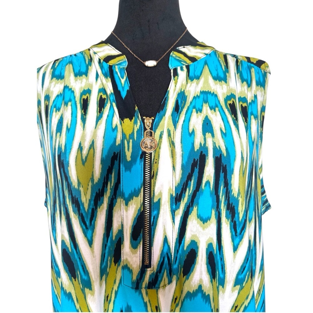 Anne Klein Woman’s Large Sport Colorful Sleeveless Blouse With Front Zipper - Picture 2 of 7
